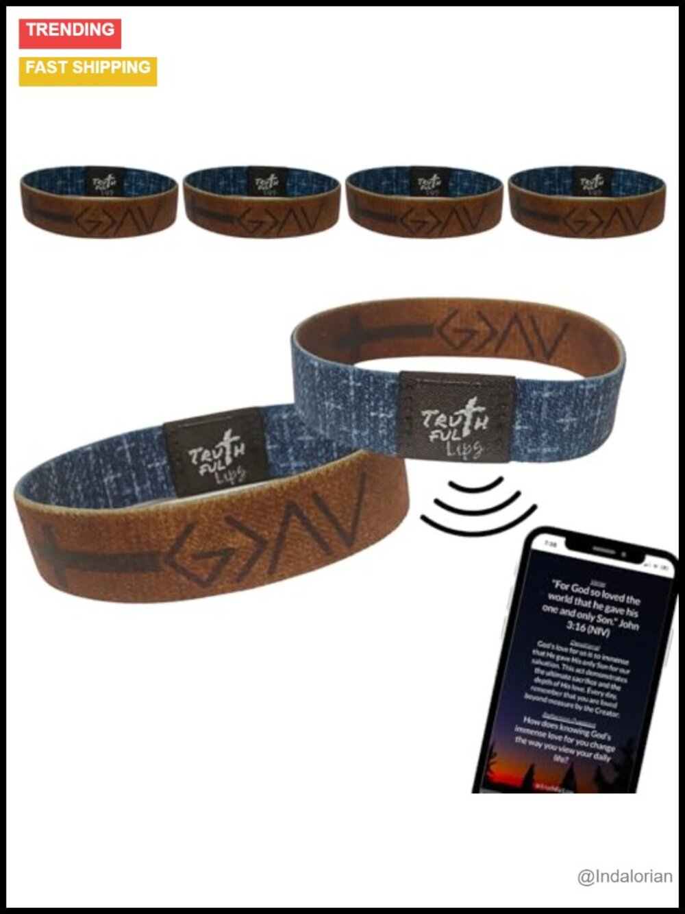 Waterproof Bible Verse Stretch Bracelets 4 Pack Adult Religious Wristband Set
